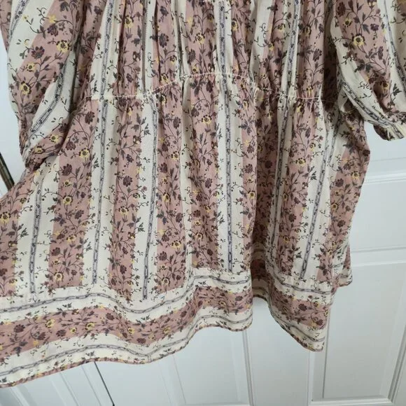 FREE PEOPLE Vintage Lover Cotton Top Medium Womens Tunic Floral Boho Peasant NEW - Picture 9 of 13